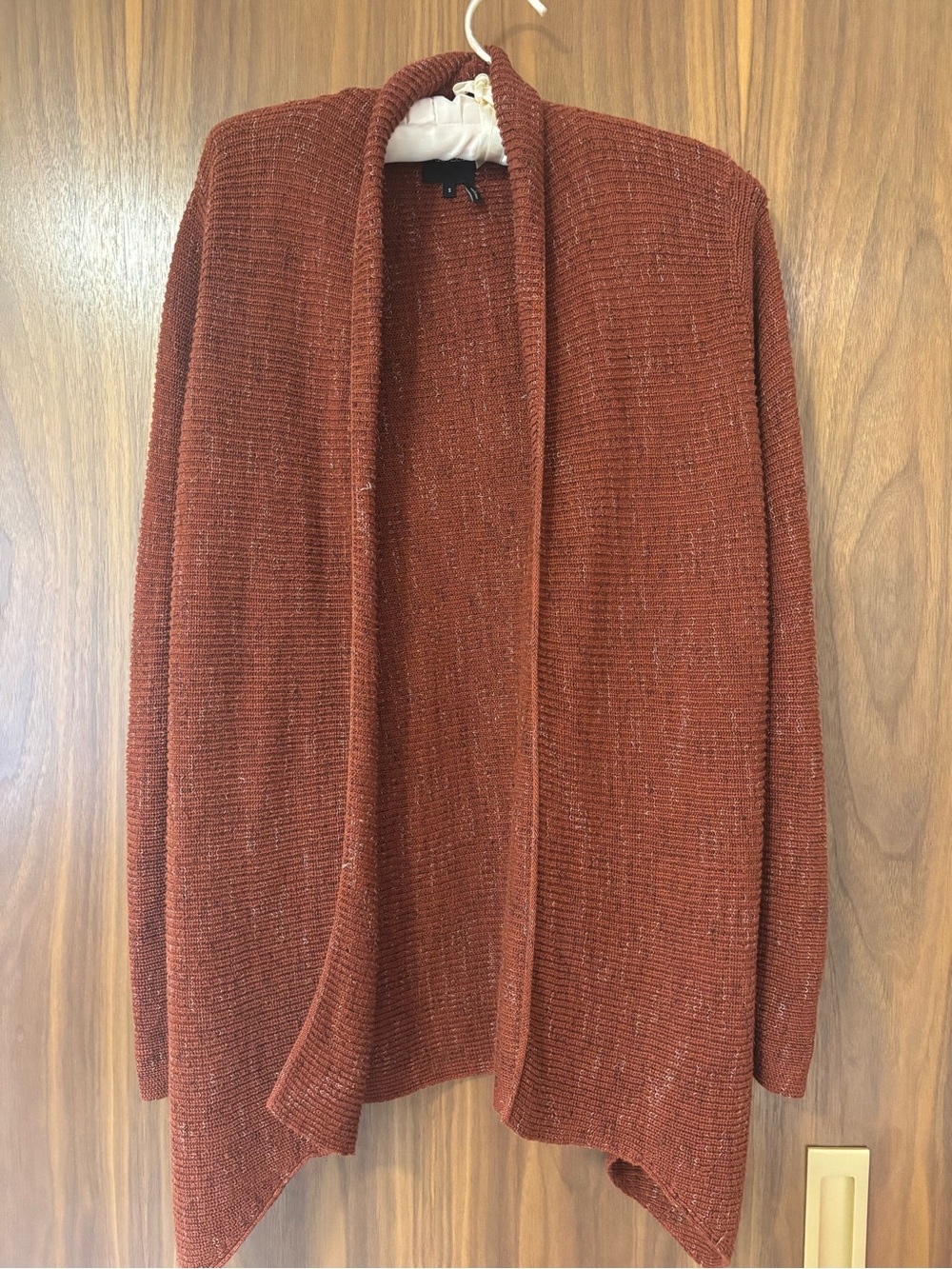 NIC+ZOE Size Small Rust Red Ribbed Knit Open Front Draped Cardigan